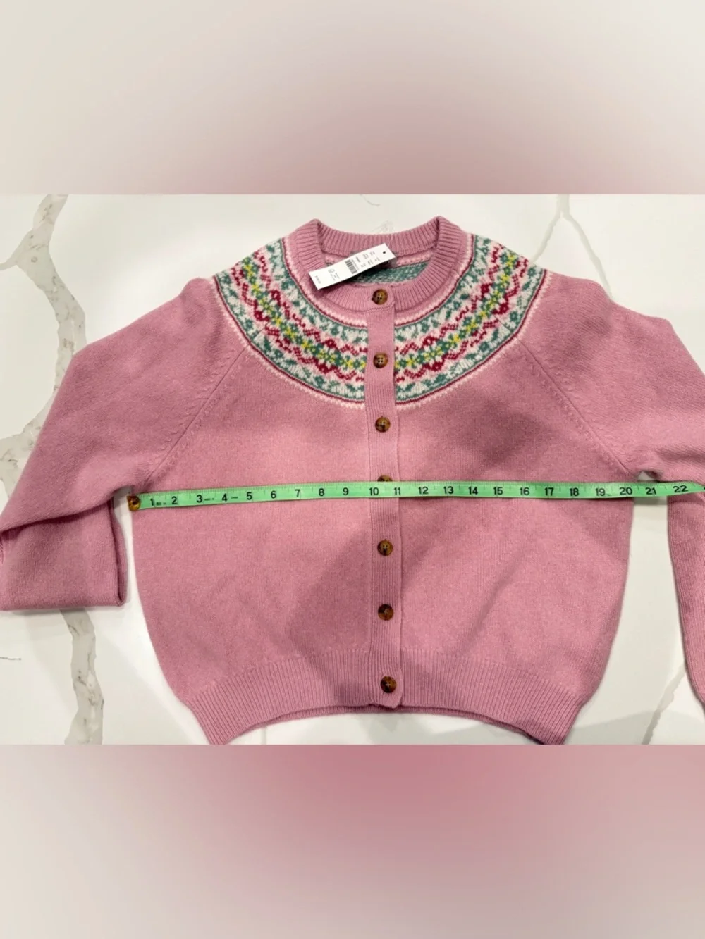 J.Crew Fair Isle Nordic Cardigan Pink Multi Wool NWT XS $158 CP416 - Picture 3 of 8